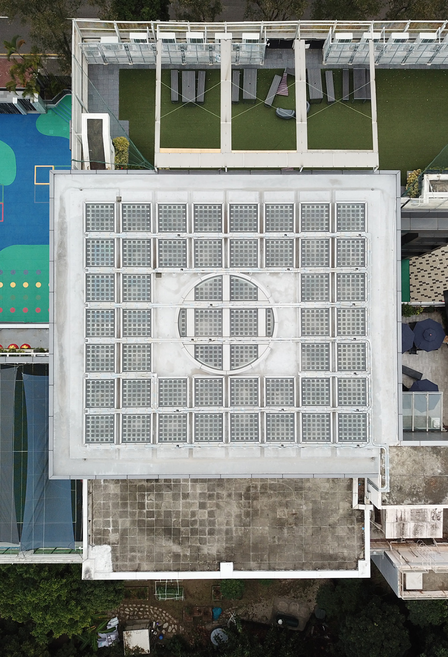BIPV systems on the school rooftops.